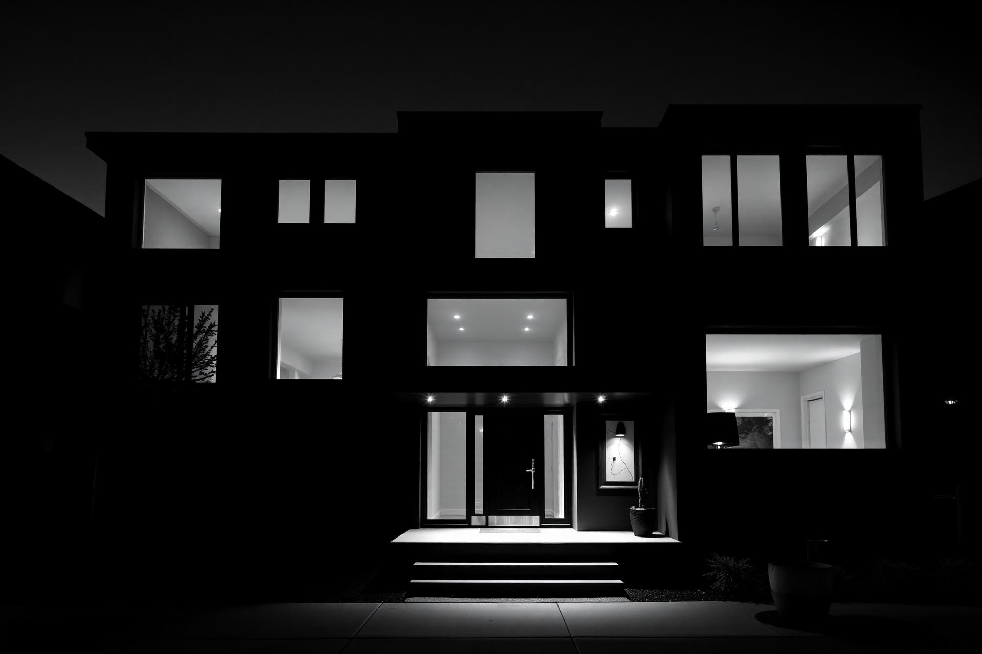 Modern Montréal home at dusk